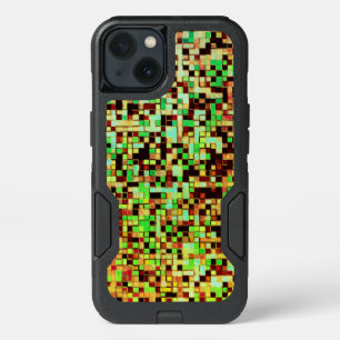 Blur green and orange in small squares or tiles iPhone 13 case