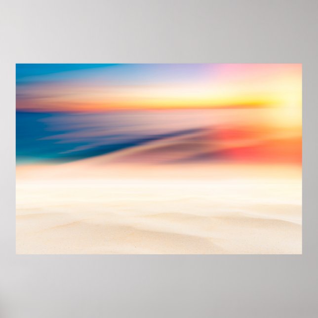 Blur tropical sunset beach with bokeh sun light wa poster (Front)