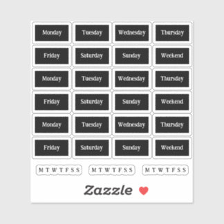 Blurbs. Days Of The Week - Mono Sticker