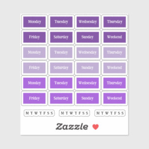 Blurbs. Days Of The Week - Purple Hues Sticker