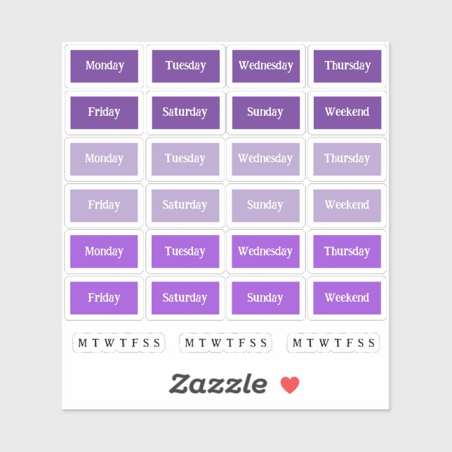 Blurbs. Days Of The Week - Purple Hues Sticker (Sheet)