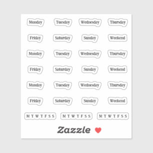 Blurbs. Days Of The Week - Transparent Sticker