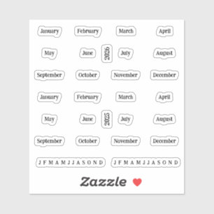 Blurbs. Months Of The Year 2025 2026 - Transparent Sticker