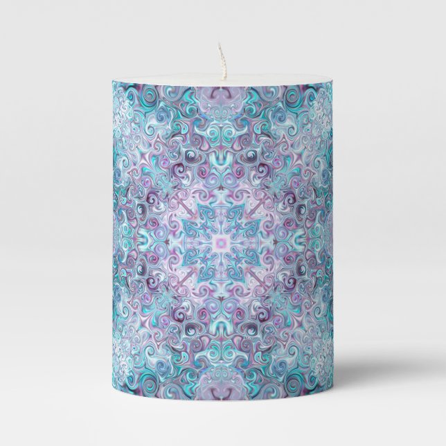 Blurple Swirls Pillar Candle (Front)