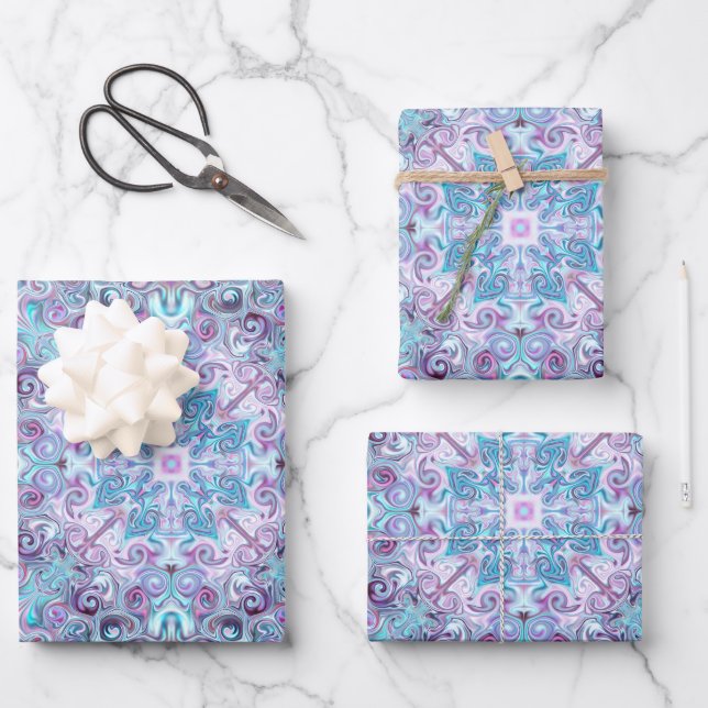 Blurple Swirls  Wrapping Paper Sheets (Front)