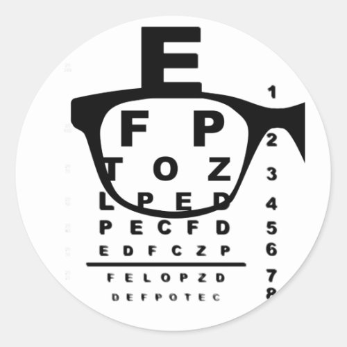 Blurr Eye Test Chart Classic Round Sticker