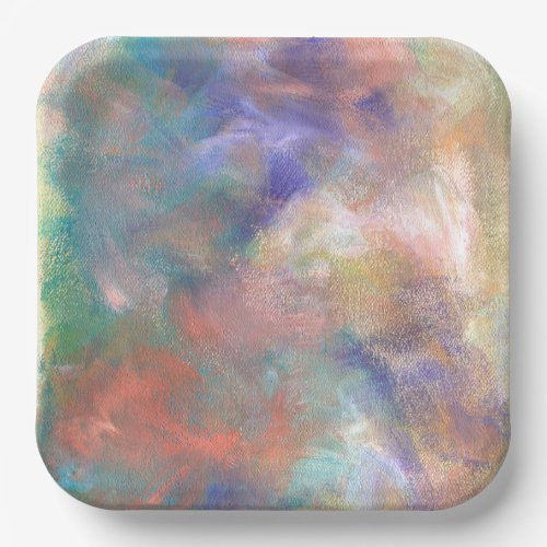 Blurred Abstract Paint Pattern Paper Plates