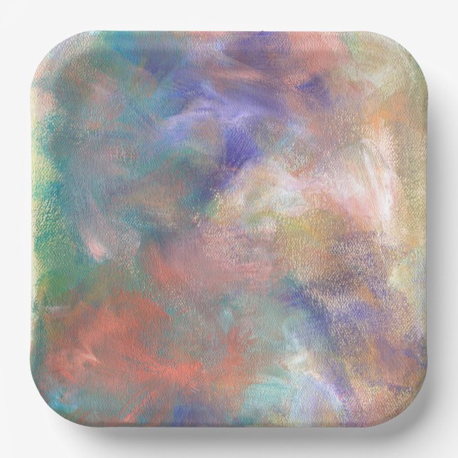 Blurred Abstract Paint Pattern Paper Plates (Front)