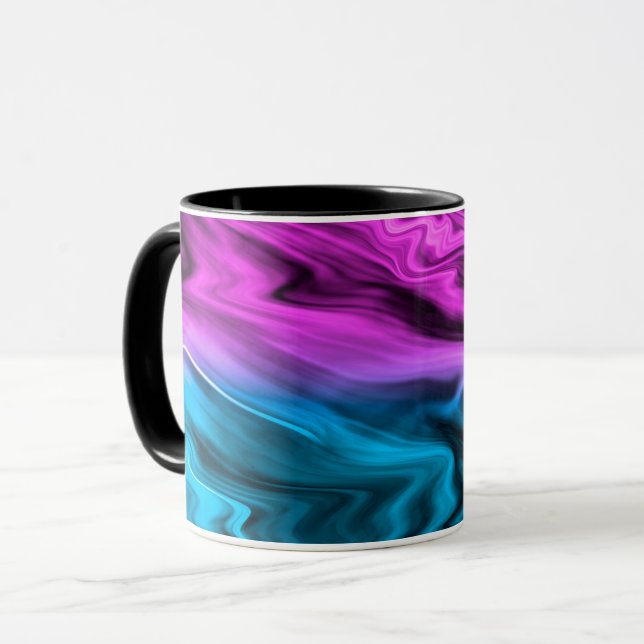 Blurred background fashionable crimson and blue  mug (Front Left)