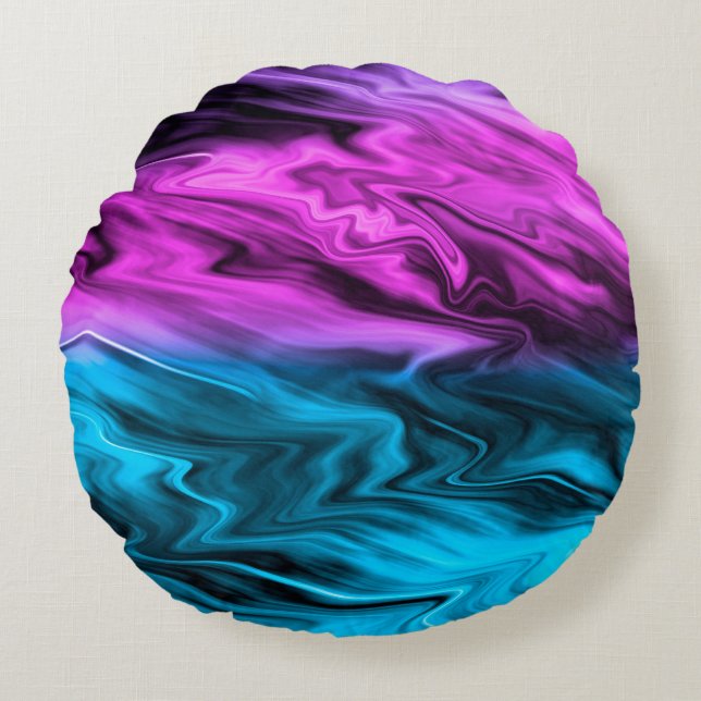 Blurred background fashionable crimson and blue  round pillow (Front)