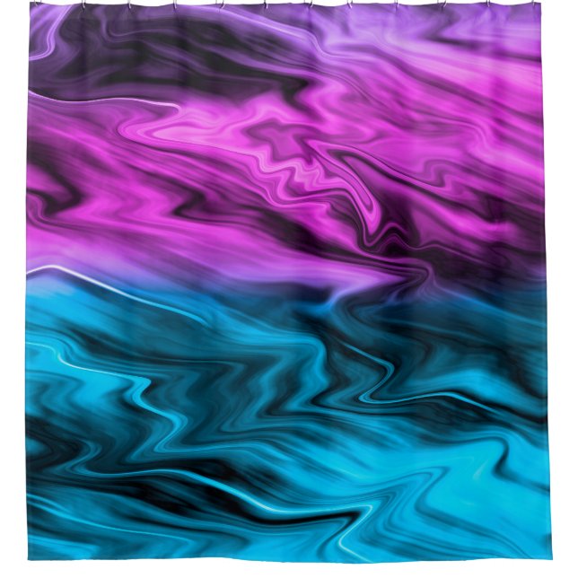 Blurred background fashionable crimson and blue  shower curtain (Front)