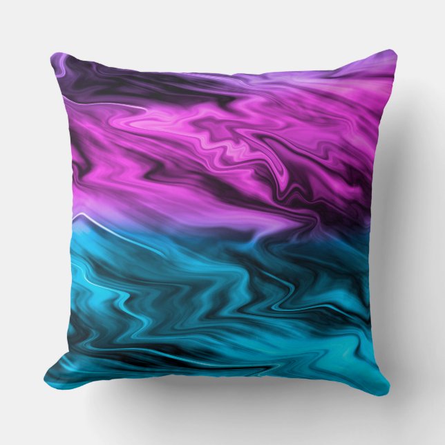 Blurred background fashionable crimson and blue throw pillow (Front)
