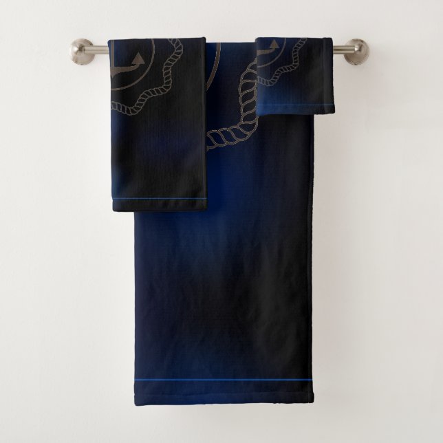 Blurred Blue and Black Background Marine Element  Bath Towel Set (Insitu)