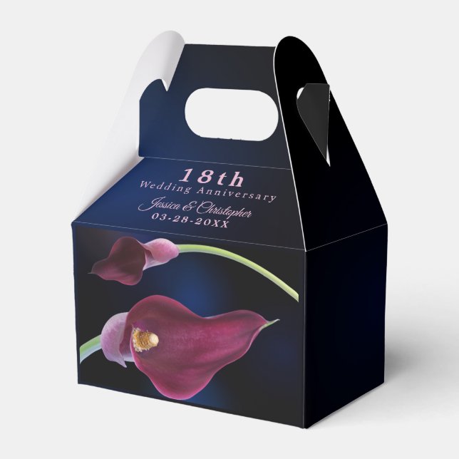 Blurred Blue Calla Lily 18th Wedding Anniversary  Favor Boxes (Front Side)
