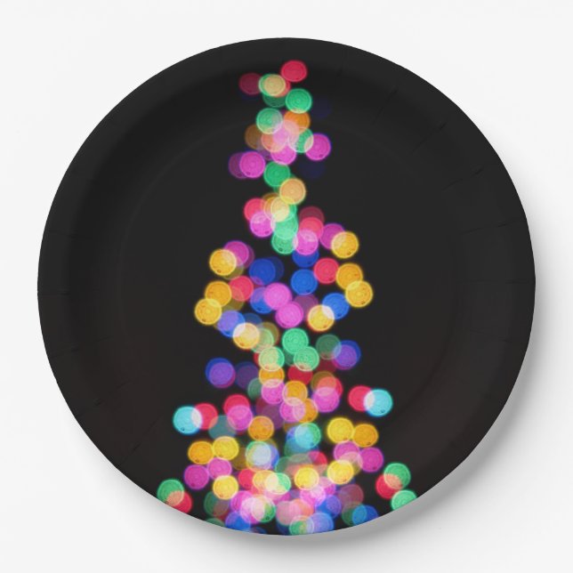Blurred Christmas Lights Paper Plates (Front)