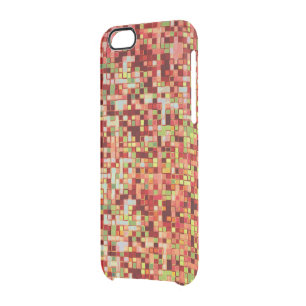 Blurred coral and pink in small squares or tiles clear iPhone 6/6S case