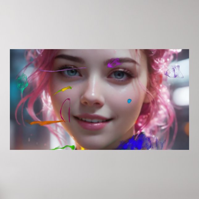 Blurred Girl Portrait and Abstract Poster (Front)