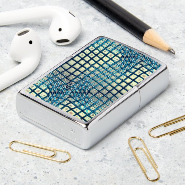 Blurred gray cyan similar to tangle of fishing net zippo lighter (On Table 2)