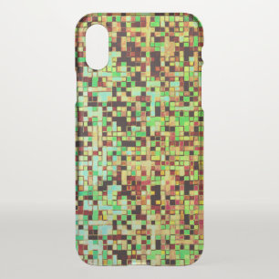 Blurred green and orange in small squares or tiles iPhone x case