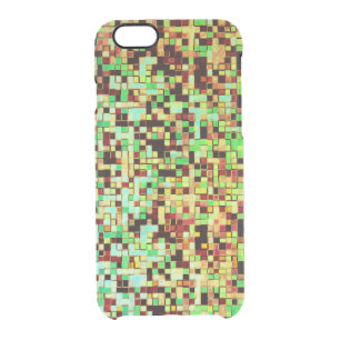 Blurred green and orange small squares or tile clear iPhone 6/6S case
