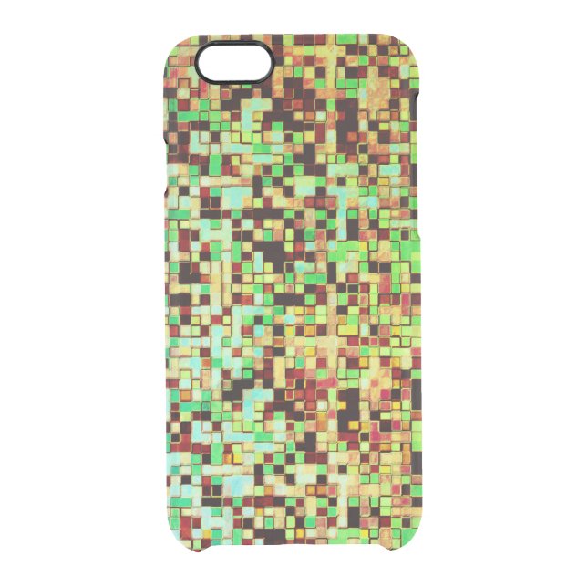Blurred green and orange small squares or tile uncommon iPhone case (Back)