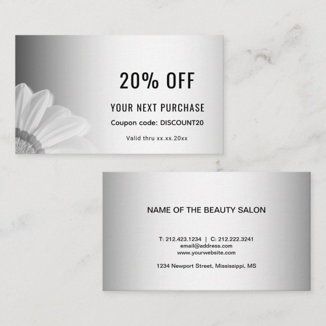 Blurred Grey Background Blurred Gerbera Flower  Discount Card (Front/Back)