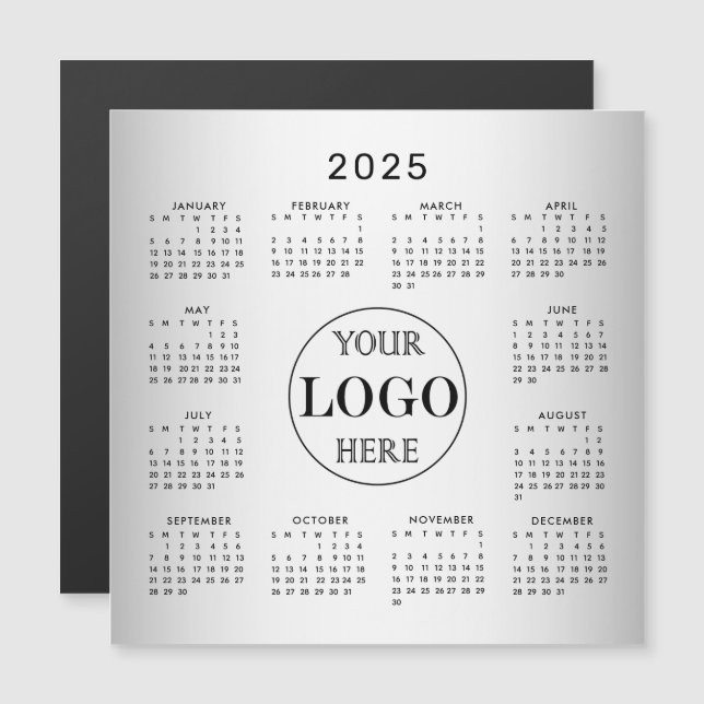Blurred Grey Background Custom Logo 2025 Calendar (Front/Back)