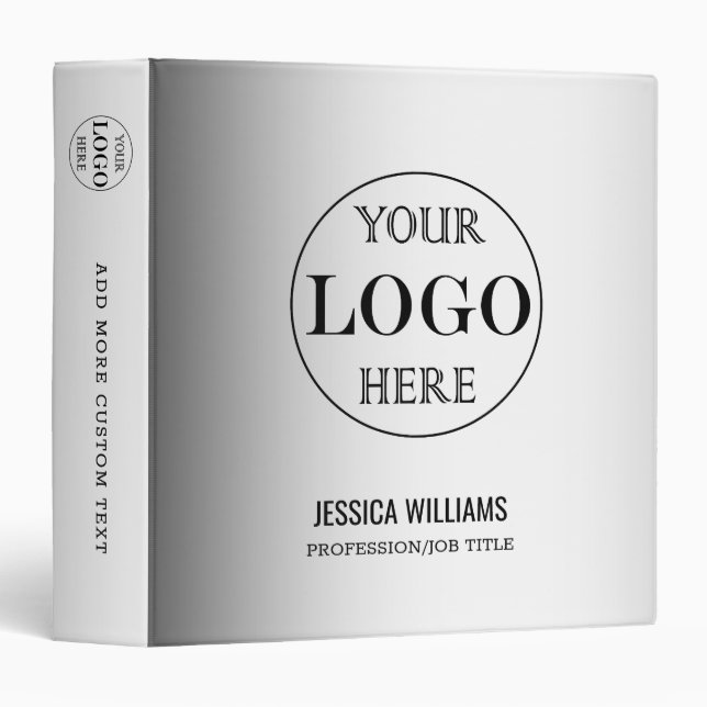 Blurred Grey Background Custom Logo Business 3 Ring Binder (Front/Spine)