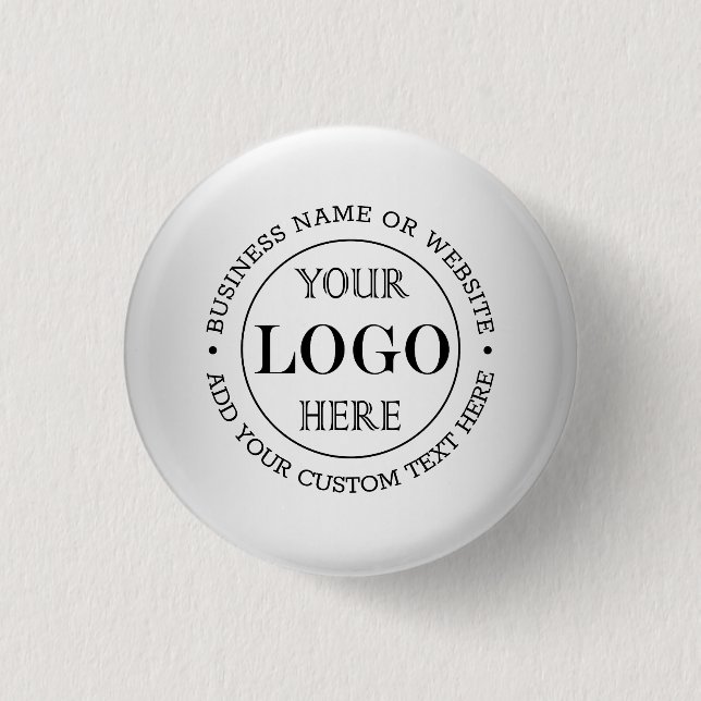 Blurred Grey Background Custom Logo Business Button (Front)