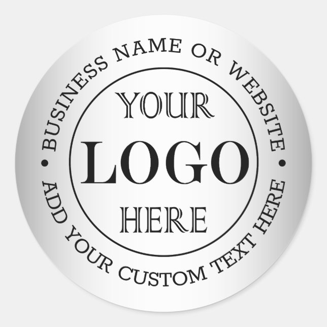 Blurred Grey Background Custom Logo Business Classic Round Sticker (Front)