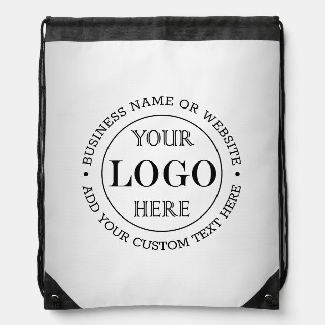 Blurred Grey Background Custom Logo Business Drawstring Bag (Front)