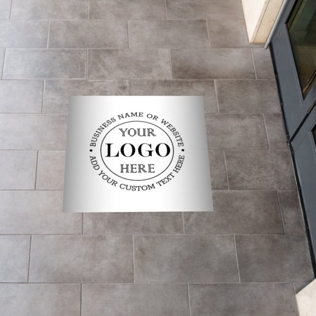 Blurred Grey Background Custom Logo Business Floor Decals (Restaurant)