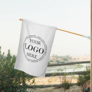 Blurred Grey Background Custom Logo Business House Flag