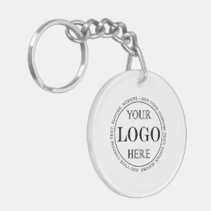 Blurred Grey Background Custom Logo Business Keychain