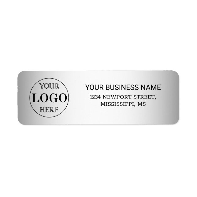 Blurred Grey Background Custom Logo Business Label (Front)