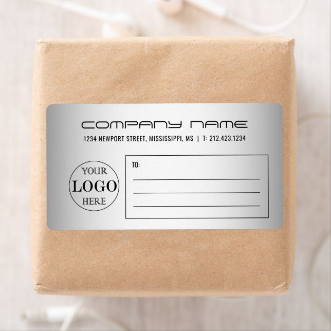 Blurred Grey Background Custom Logo Business Label (Insitu)