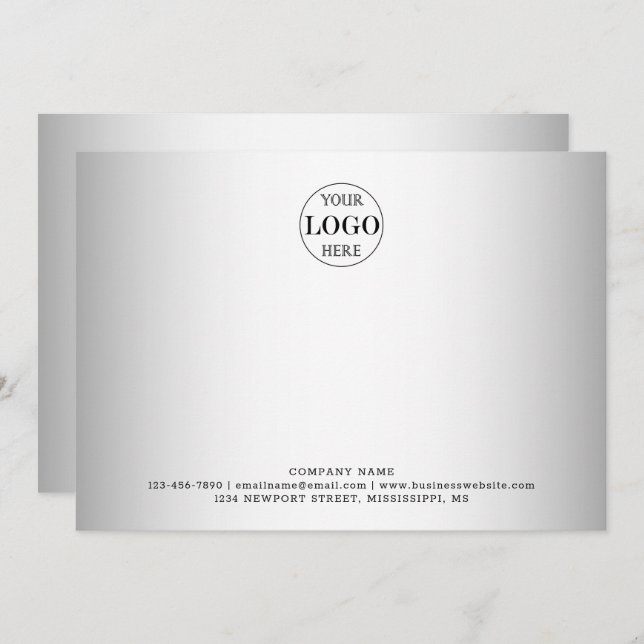 Blurred Grey Background Custom Logo Business Note Card (Front/Back)