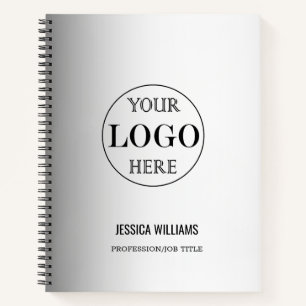 Blurred Grey Background Custom Logo Business Notebook