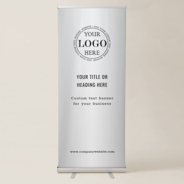 Blurred Grey Background Custom Logo Business Retractable Banner (Front)