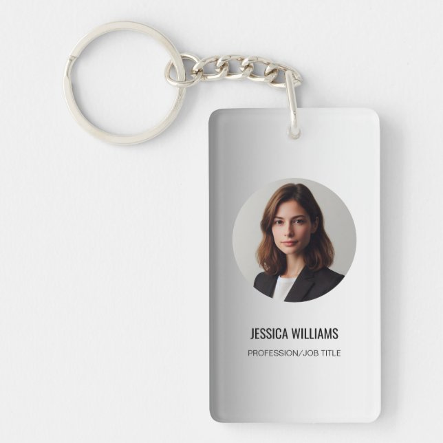 Blurred Grey Background Custom Logo  Keychain (Front)