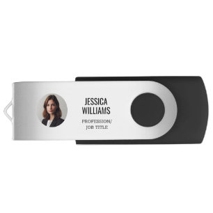 Blurred Grey Background Custom Logo Photo Flash Drive