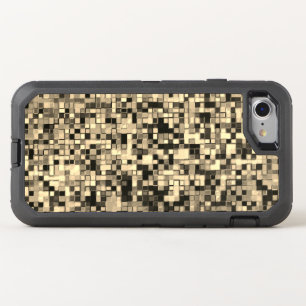 Blurred small squares or tiles, khaki or beige OtterBox defender iPhone SE/8/7 case