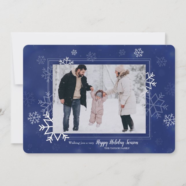 Blurred Snowflakes Photo Holiday Card (Front)