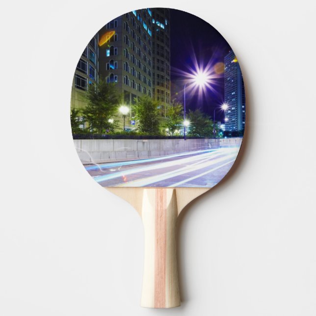 Blurred Traffic at Night Ping-Pong Paddle (Front)