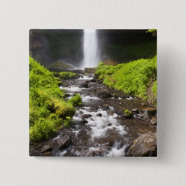 Blurred Waterfall and River Button (Front)