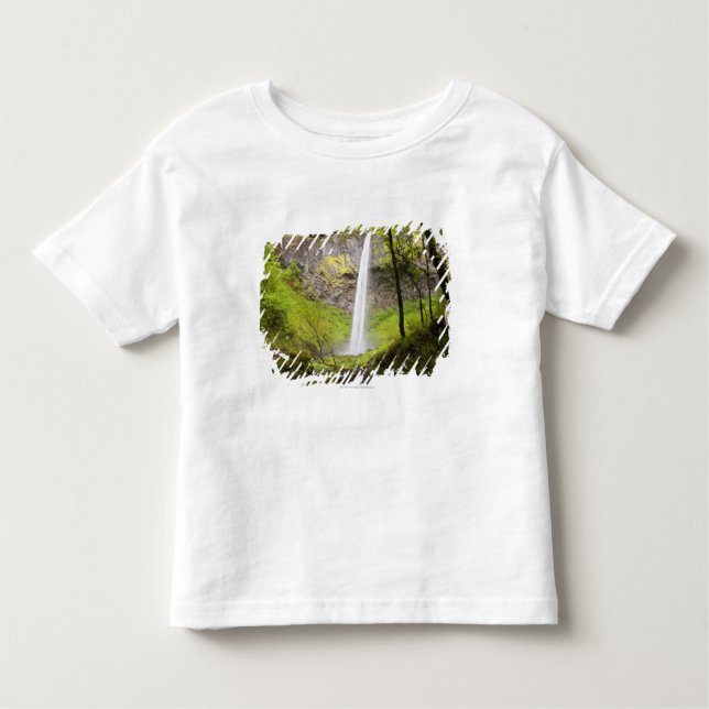 Blurred Waterfall around lush Greenery in Oregon Toddler T-shirt (Front)