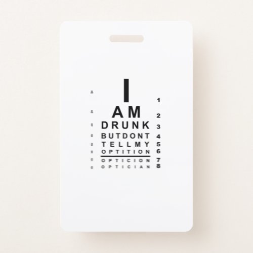 Blurry drunk eye chart badge