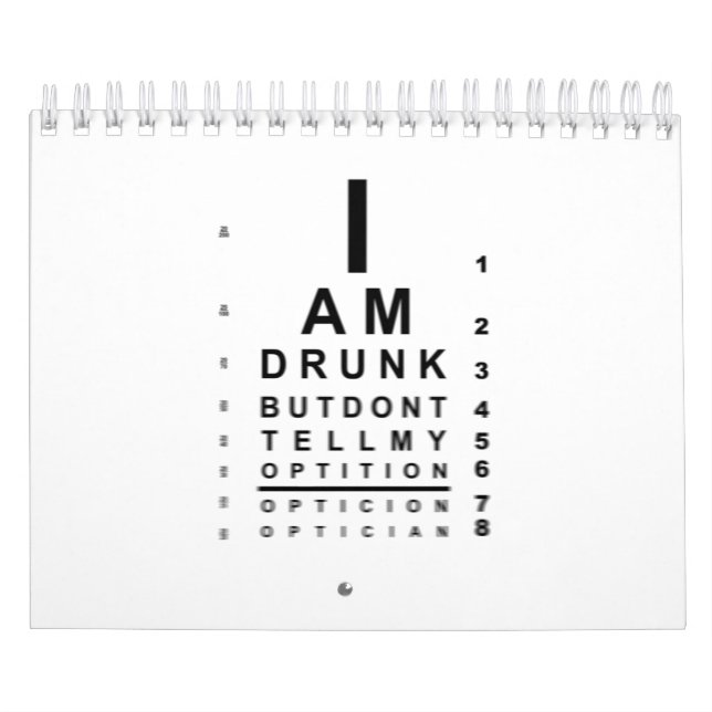 Blurry drunk eye chart calendar (Cover)
