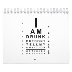 Blurry drunk eye chart calendar