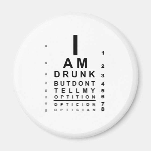 Blurry drunk eye chart magnet (Front)